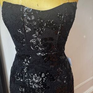 Blue Blush Black floral sequin maxi dress